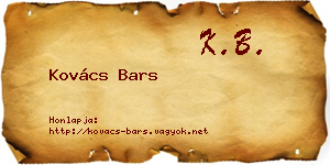 Kovács Bars névjegykártya