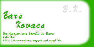 bars kovacs business card